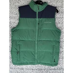 Vineyard Vines Green & Blue 80/20 goose down puffer vest Men's Size Small - Flaw